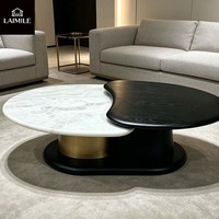 Table basse moderne en pierre irrégulière avec base en métal, pièce maîtresse luxueuse pour salon, mobilier de maison, prend en charge l'OEM/ODM