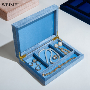 WEIMEI Custom logo Ring Pendant Bracelet <b>Earring</b> Jewelry <b>Box</b> High Quality Baby Blue Velvet Jewelry Set <b>Box</b> - Product Image 6