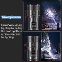 Haute puissance Lumens 5000m longue portée Super lumineux P90 + Cob feu arrière Zoom télescopique Rechargeable torche LED lampe de poche tactique