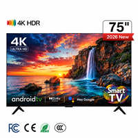 Televisor Inteligente Android 4K de 75 Pulgadas con Pantalla Grande de Vidrio Templado, Televisión LED para Cine en Casa, Hotel, Sala de Estar y Comercio Minorista