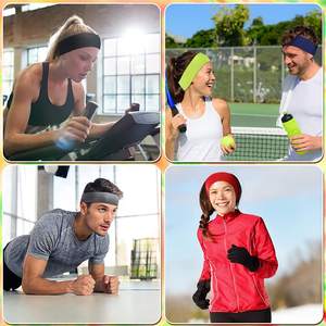 عصابة رأس رياضية مخصصة للرجال والنساء بشعار مخصص للياقة البدنية واليوغا الأمريكية بألوان صلبة مرنة ومرنة تمتص العرق - Product Image 3