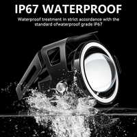 JHS Lampe Faros Spot, Phare auxiliaire de moto U7 Mini LED avec yeux de démon et d'ange, projecteur de moto pour conduite et brouillard