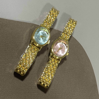 Montre à quartz ovale vintage pour femme, cadran coquille, bracelet en alliage métallique doré, élégante montre-bracelet pour femme, idéale pour un cadeau quotidien