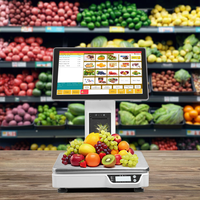 Sistema POS Inteligente con Pantalla Táctil de 15.6 Pulgadas para Supermercado, Caja Registradora Completa para Frutas, Impresora Térmica de 58 mm, Báscula de 30 kg