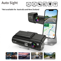 Caméra embarquée Auto Sight 2K à 2 canaux avec enregistrement en boucle, Wi-Fi intégré, GPS, caméras avant/arrière 2K, vision nocturne, reconnaissance de plaque d'immatriculation, 4G
