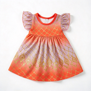 Vestido de Niña con Estampado de Seda de Leche, Vestido de Verano con Volantes para Niñas, OEM ODM, Vestido Informal Personalizado para Niñas Pequeñas - Product Image 4