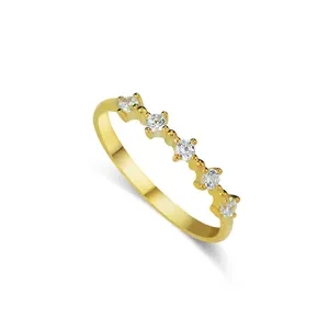 أسلوب بسيط اليد مصقول و مطعمة مقلد الماس الذهب العنقودية خواتم الزفاف 18K مجوهرات سعر المصنع