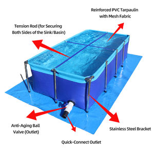 Réservoir de piscine de cadre d'acier inoxydable, étang de stockage d'eau de toile de PVC pour <span class=keywords><strong>la</strong></span> natation de pisciculture - Product Image 6