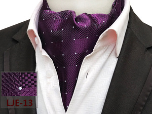 Stripe Checkered Jacquard Silk Cravat Ascot Tie for Men Wedding Party Cravat Scarf - Product Image 5