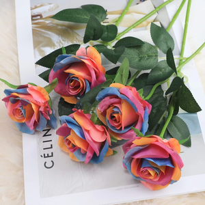 TEMPORADA Decoración <span class=keywords><strong>de</strong></span> la boda Flor <span class=keywords><strong>de</strong></span> Rosa Blanca con hojas verdes y <span class=keywords><strong>semillas</strong></span> para DIY Ramo <span class=keywords><strong>de</strong></span> novia Flor <span class=keywords><strong>de</strong></span> Rosa artificial <span class=keywords><strong>de</strong></span> seda - Product Image 4