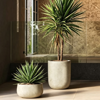 Pot Tanaman Fiberclay Besar Retro untuk Dalam Ruangan, Pot Taman, Pot Tanaman Luar/Dalam Ruangan, Pot Tanaman Bulat untuk Penggunaan di Lantai Teras Villa