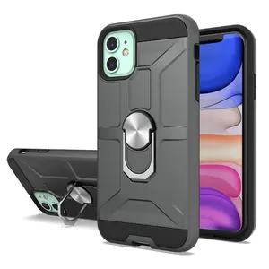 Casing ponsel desain baru untuk iPhone 15 14 13 12, casing ponsel penutup logam ungu unik dengan cincin penahan logam untuk ponsel Pro