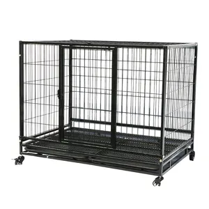 Foldable Double Door 304 Stainless Steel XL XXL Pet Breeding Crates High Quality Large Dog Cages With Wheels