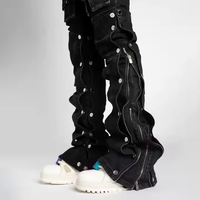 Jeans pour hommes DiZNEW, jeans noirs empilés de haute qualité, de marque, conçus sur mesure