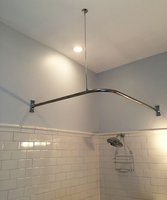 Matériau Tringle à rideaux de douche d'angle en acier inoxydable avec support au plafond Finition chromée