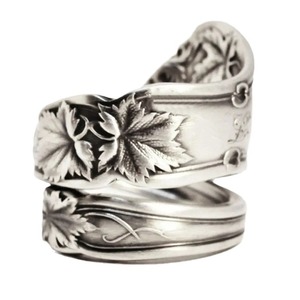 Bague ouverte vintage en forme de feuille d'érable pour femme, style vieilli texturé, accessoire de bijouterie simple pour tenue quotidienne - Product Image 3