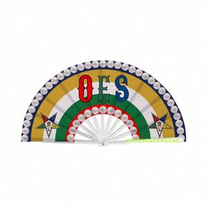 Grand éventail pliant en plastique de 33 cm pour la Sororité Order of the Eastern Star, avec design personnalisé en perles, à fermeture par claquetement, portable pour la danse - Product Image 5