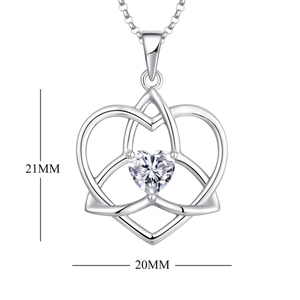 Aniversario San Valentín mujeres 925 plata esterlina nudo celta corazón colgante collar con piedra de circón brillante perfecto - Product Image 4