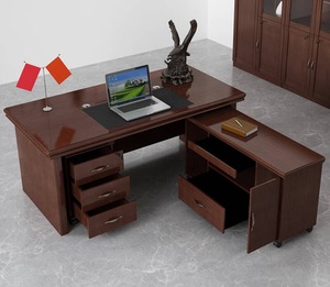 Classe in legno capo tavolo da ufficio ufficio di lusso executive scrivania con armadio per le ditte di contabilità - Product Image 6