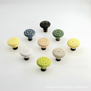 <b>Ceramic</b> Furniture Handle Round Floral Design Durable Wardrobe Drawer <b>Knob</b> - Product Image 3