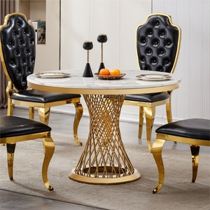 47" <b>Round</b> Marble Top <b>Dining</b> <b>Table</b> Luxury Modern Design Durable Eco-Friendly <b>Dining</b> Room Furniture for Home Hotel Restaurant Use - Product Image 1