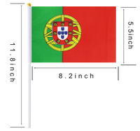 Drapeau de la Pologne en polyester de haute qualité, 14*21cm, vente en gros d'usine, drapeau portugais à agiter à la main pour l'extérieur