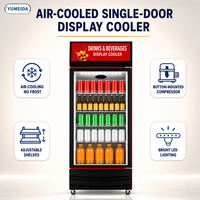 Réfrigérateur professionnel à porte unique pour boissons, avec refroidissement par air, pour vitrine commerciale de boissons, refroidisseur vertical à LED