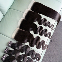 Extensions de cheveux 100% naturels avec closure frontale HD transparente et mèches, styles raides et ondulés, vente en gros