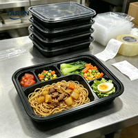 Boîtes à emporter en gros de grande taille, de qualité alimentaire, à 5 compartiments, contenants alimentaires jetables, sans BPA, en plastique PS, boîtes à lunch bento avec couvercle