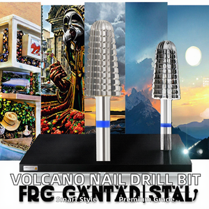 Broca de acero inoxidable para uñas, tipo volcán, bidireccional, 3/32 pulgadas, fresa rotativa profesional portátil para manicura - Product Image 2