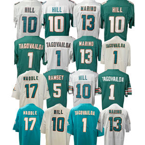 2025年新作 格安 アメリカンフットボール ジャージ マイアミ 1番 トゥア・タゴヴァイロア 10番 タイリーク・ヒル 5番 ジェイレン・ラムジー 13番 ダン・マリノ - Product Image 6