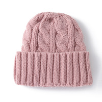 Bonnet en tricot torsadé, épais et chaud pour l'hiver, couleur unie, en fil tricoté, broderie de logo personnalisée, unisexe, hommes, femmes, vente en gros