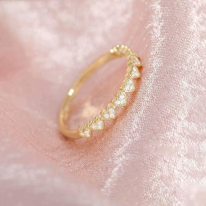 خواتم قلب الوعد بالجملة من الفضة الإسترلينية عيار 925 مع زركونيا مكعبة، خواتم زفاف للنساء، خواتم قلب الحب قابلة للتكديس، خواتم نصف أبدية للنساء - Product Image 1