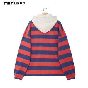 Sweat à capuche d'été brodé et coloré pour homme, avec bouton pour le col, en molleton léger de coton biologique, écologique, mode printemps - Product Image 4