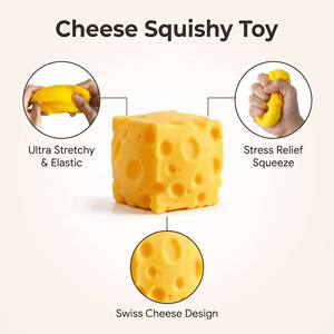 Yellow Cheese Squeeze <b>Toy</b> Soft Simulation Food Fidget <b>Toy</b> for Kids Teens <b>Desk</b> Decor Unisex Age 2 to 4 Years TPE Material - Product Image 2