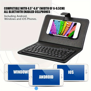 Étui de clavier de téléphone universel détachable en cuir PU avec support rabattable pour <span class=keywords><strong>smartphone</strong></span> iOS <span class=keywords><strong>Android</strong></span> Windows 4,5-6,8 pouces - Product Image 4