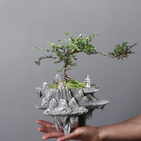 Pot bunga bambu, Pot dalam ruangan sukulen Juni salju Pot karangan bunga Resin bambu keberuntungan kreatif Retro pribadi