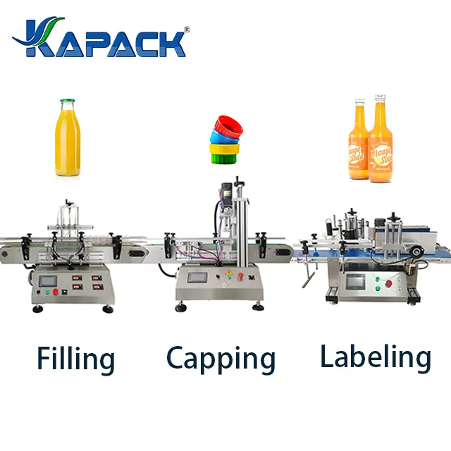 KAPACK Automatic Four-head Desktop Magnetic Pump Water Liquid Filling Line