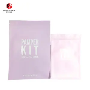Custom Print Roze Kleur Een Side Clear Verpakking Plastic 3 Side Seal Zakken Met Ziplock