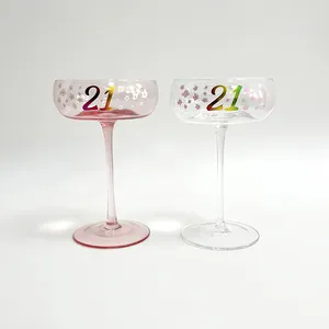 Modern Round Wine Champagne Glasses Goblet Cup With Custom Logo Wholesale Factory Custom Matini Glass Party Accessory