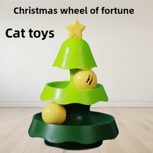 Carrousel pour chat en forme <span class=keywords><strong>de</strong></span> sapin <span class=keywords><strong>de</strong></span> Noël, circuit d'entraînement multifonctionnel avec balle lumineuse, jouet d'exercice avec clochette sonore, en matériau PP, design mignon - Product Image 5
