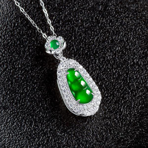 Pendentif en jade vert naturel, jadeite, argent S925, bijoux pour femmes, style chinois, cadeau avec certificat d'évaluation D651 - Product Image 2