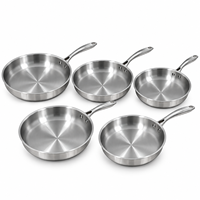 Poêle à frire en acier inoxydable, compatible induction, passe au four et au lave-vaisselle, ustensile de cuisine professionnel robuste, chaleur rapide et uniforme