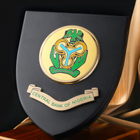 Plaque en bois personnalisée en métal plaqué or et argent, Nigeria, récompense, médaillon
