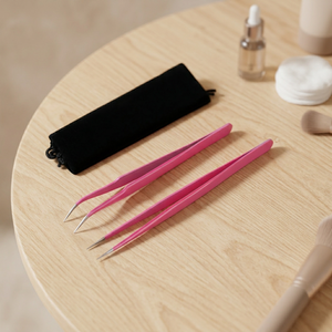 Pince à épiler professionnelle en acier inoxydable rose avec revêtement en poudre, pointe lisse, longueur 10 mm, pince à épiler de précision durable - Product Image 5