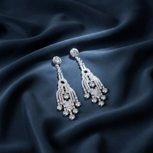 <b>Chandelier</b> Bridal Drops Long Pave Cascade Wedding Earrings Cubic Zirconia Jewelry Party Handmade Bulk Product - Product Image 1