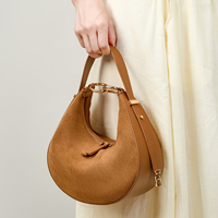 Sac à Main Luxe Haut de Gamme en Cuir Véritable Suède Grande Capacité Forme Croissant pour Épaule ou Sous le Bras pour Femme