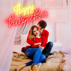 Produsen Hari Valentine Bahagia untuk Dekorasi Mural Romantis Hadiah Ruang Pesta Tanda Huruf Neon Barat Led Pesta Impian Neon