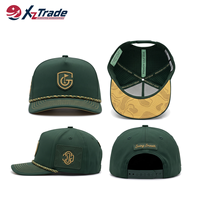 Casquette de sport personnalisée à 5 panneaux en polyester vert imperméable avec trous découpés au laser, casquette de golf perforée, casquette de baseball avec logo en caoutchouc