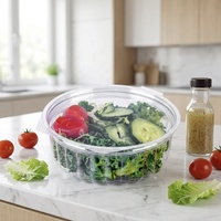 Conteneur alimentaire jetable en PET recyclé 8oz/12oz/16oz, bol à salade en plastique rond, boîte d'emballage pour salade de fruits avec couvercles plats
